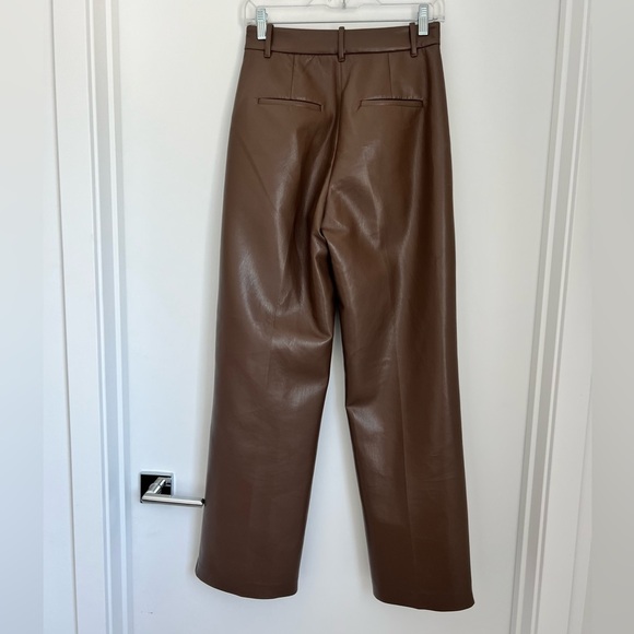 Aritzia Wilfred 4 Brown Faux Leather Carrot Pleated Pants - Picture 5 of 9